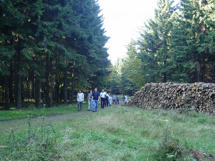 09300001.JPG - Wanderung nach Oberhof: Auf dem langgezogenen Anstieg zieht sich die Wandergruppe auseinander.