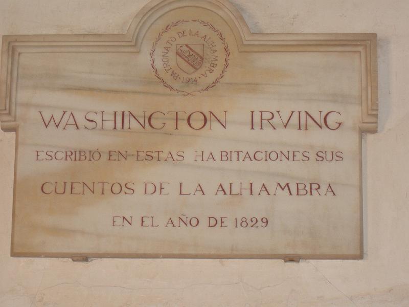 CIMG0099.JPG - Granada/Alhambra: Washington Irving hat einige Jahre in der Alhambra zugebracht und darüber geschrieben