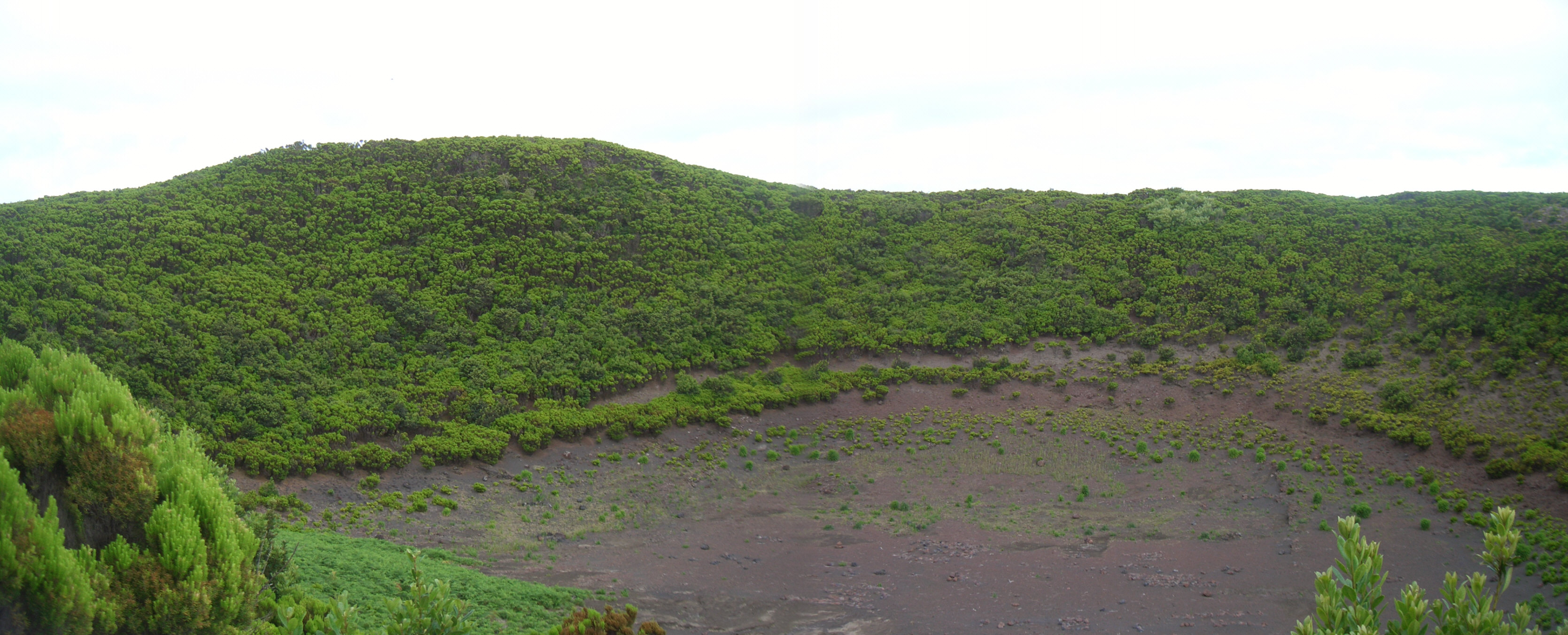 CIMG3316bis3317.JPG - Cabeco do Canto: Blick vom Kraterrand in den Kessel (Panorama).
