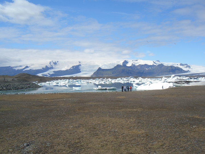 CIMG2681.JPG - Joekulsarlon: Hinter dem See ist der Oeraefajoekull (Gletscher) zu sehen.