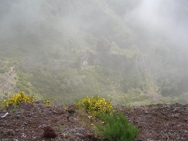 CIMG1621.JPG - Höhenweg zwischen Pico Ruivo und Pico do Areeiro: Bei dem Nebel sieht man die Abgründe nicht so...