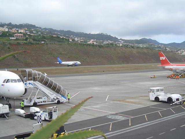CIMG1791.JPG - Flughafen Funchal: Eine Condor-/Thomas Cook-Maschine zum Weiterflug nach Hamburg ist landet.
